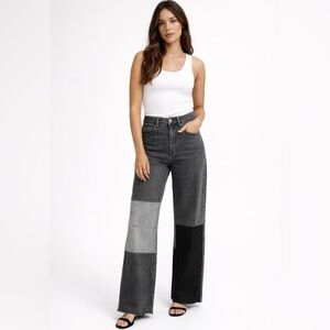 High rise straight leg women’s denim jeans Tractr  4–27 gray patchwork premium